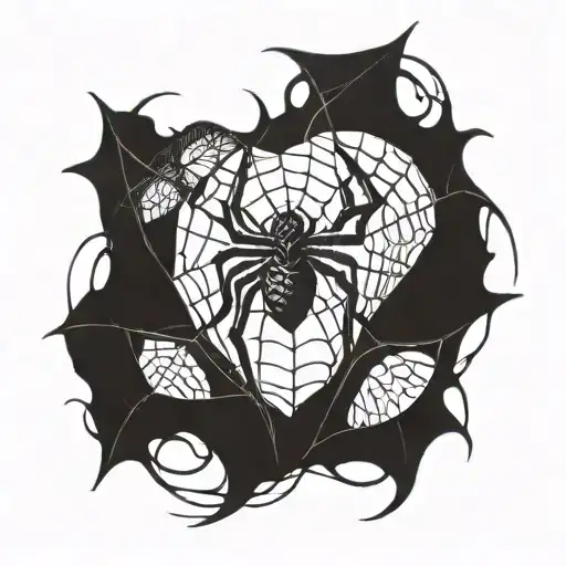 A Spider Weaving A Web In The Shape Of A Heart