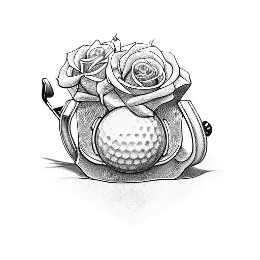 Golf Bag With Roses And Clubs Coming Out