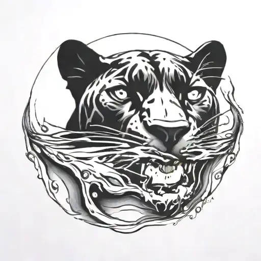 A Sleek Black Panther Swimming Gracefully In Deep Waters