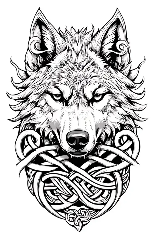 Celtic Wolf Within A Dara Knot Intertwined