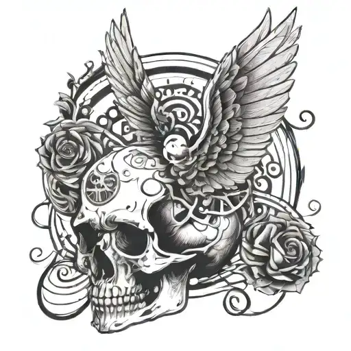 A Skull With Wings Made Out Of Musical Notes