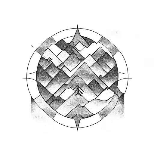 Mountains Circle With 00 In Middle