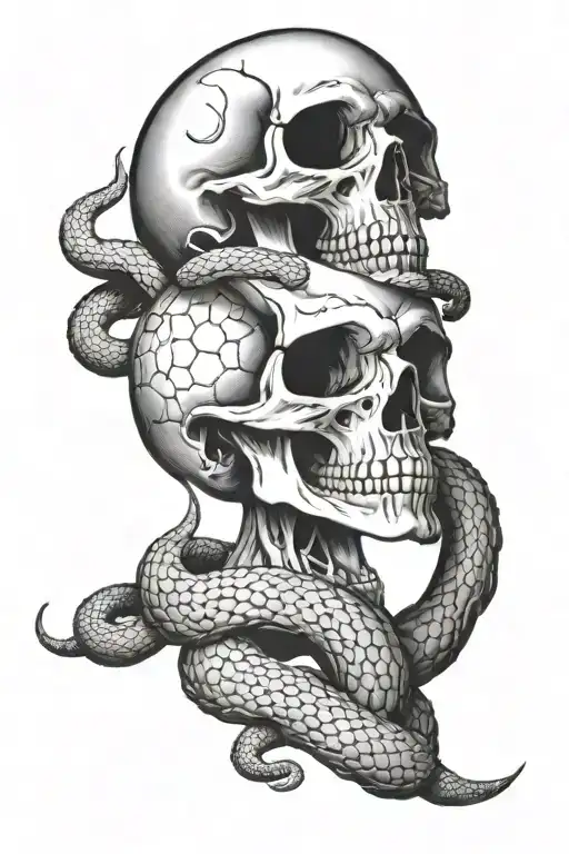 Skull With Snake And Skull