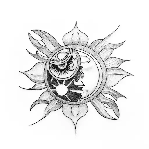 Matching Tattoo Sun And Moon
