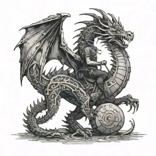 A Fantasy Game Character Riding A Dragon Through A Labyrinth Of Computer Code