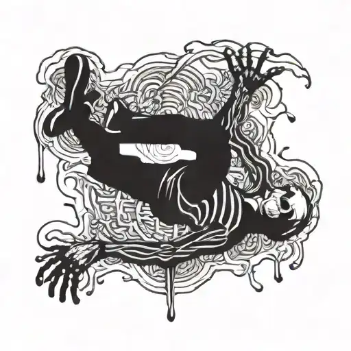 Falling Skeleton Linograph Elliott Smith