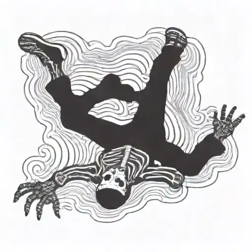 Falling Skeleton Linograph Elliott Smith