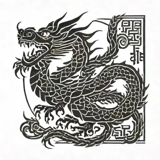 A Minimalist Design Combining The Chinese Zodiac Sign Of Dragon With The Concept Of Strength