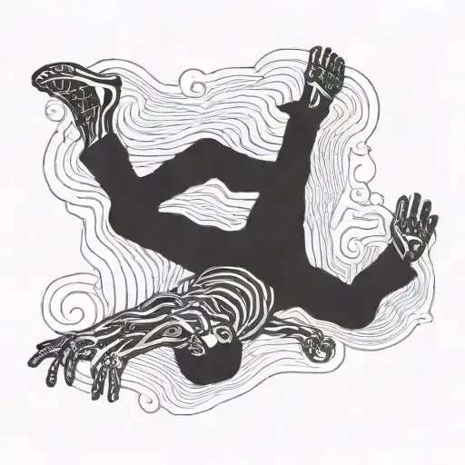 Falling Skeleton Linograph Elliott Smith