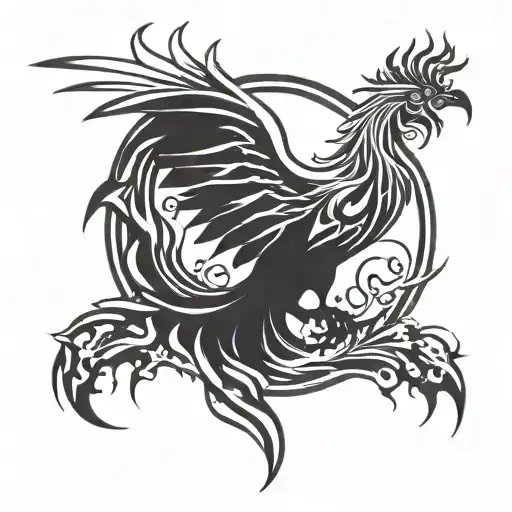 A Tribal Phoenix Rising From Flames