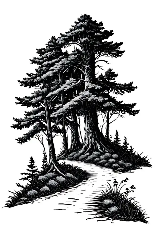 Forest With A Path Leading