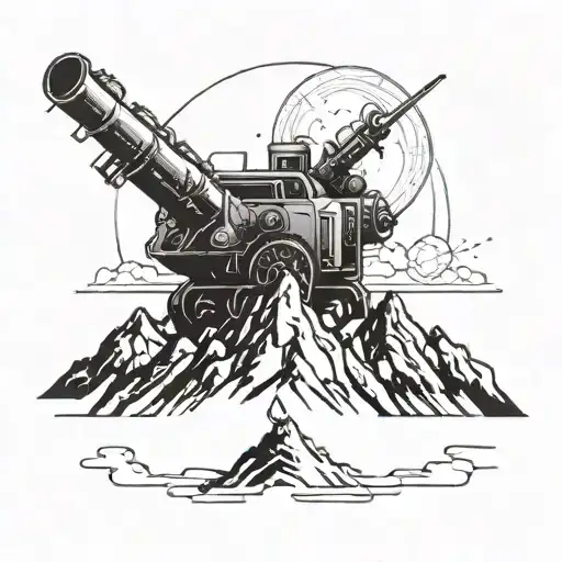 Air Defense Artillery Symbol Combined With A Mountain Landscape