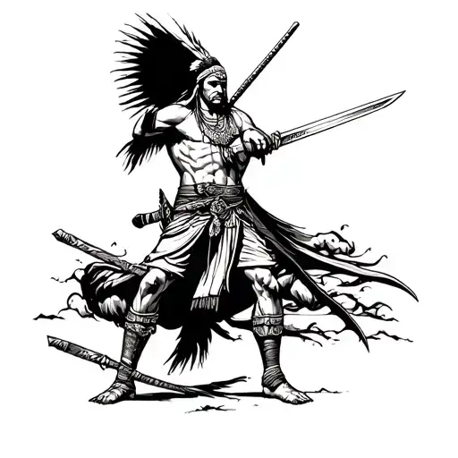 Indian Warrior Wielding A Sword