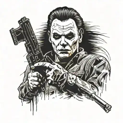 A Portrait Of Michael Myers Holding His Iconic Weapon