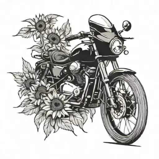 A Motorcycle Racing Through A Field Of Sunflowers With Music Notes Trailing Behind