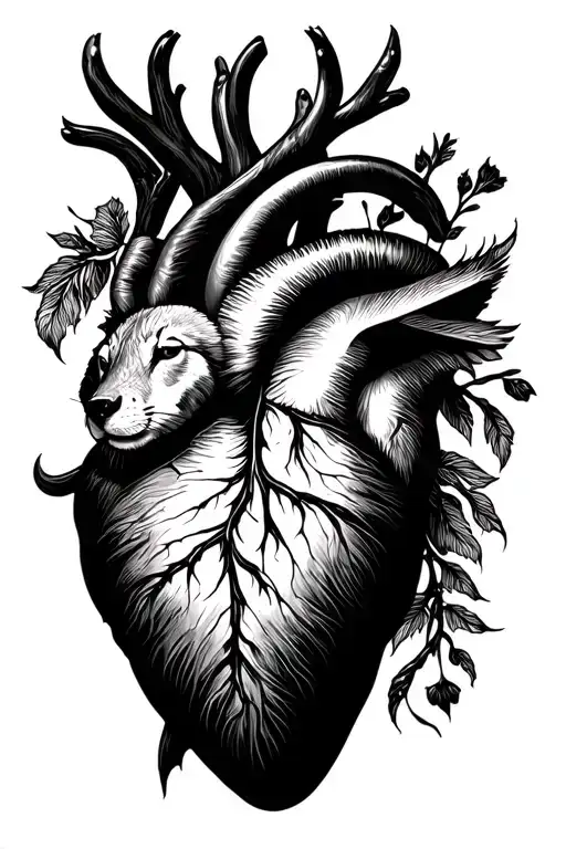Human Heart With Animals
