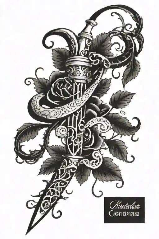 Dagger With Vines And A Centipede
