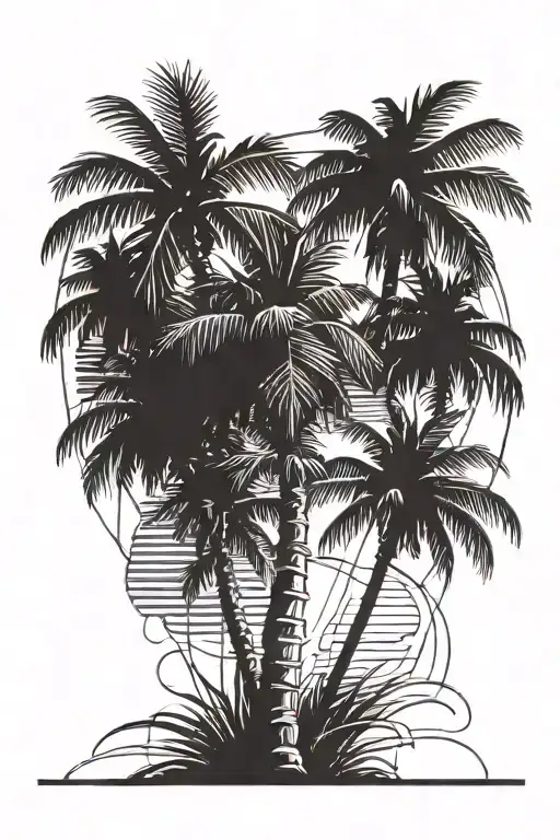 Palm Tree With 2 Lines Underneath Eachother Bottom Thick And Top Thin
