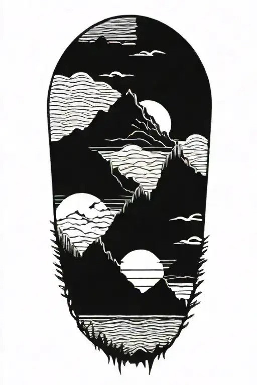 Mountain Background With Sunrise And Beach Scene