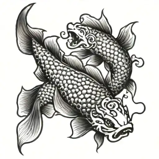 Koi Fish And Dragon