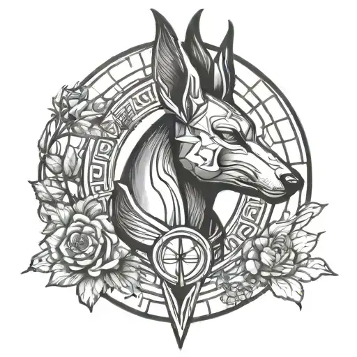 Nurse Symbol Intertwined With Anubis