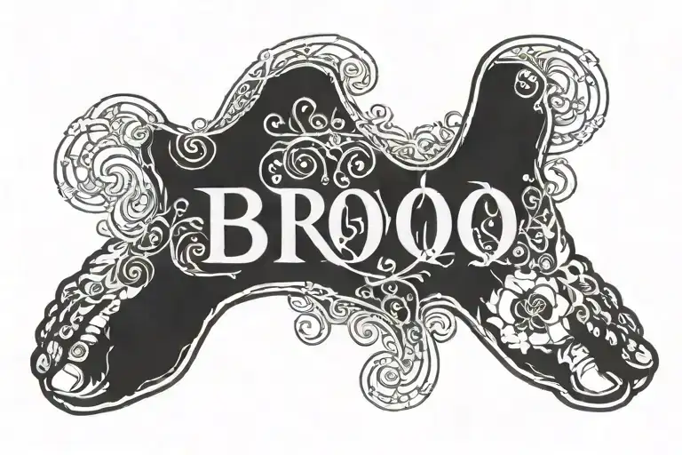 Outline Of A Foot With The Word Bro Integrated With The Design