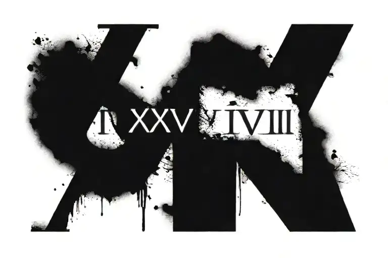 Iv Xxvii Mmxxiv In Roman Font And Black On The Inner Forearm Right Below Elbow