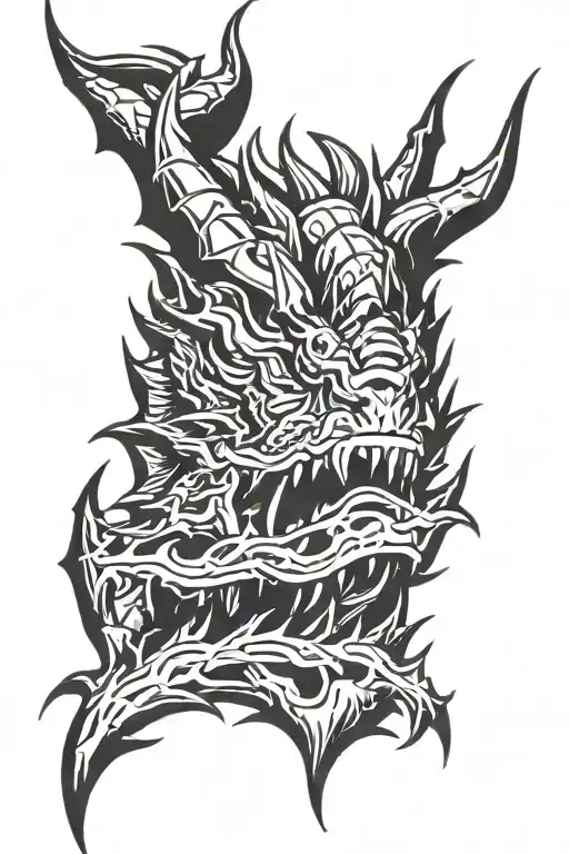 Frontal Dragon Head Up With Lightning Behind