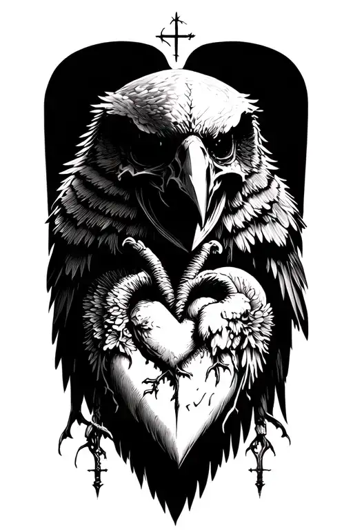 Raven Grim Reaper Sacred Heart Raven