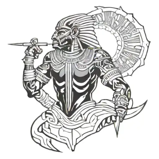 Atlas Egyptian God Back Tatto