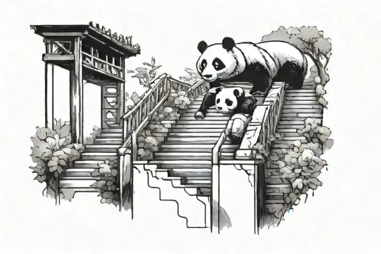Stairway Leading To A Panda