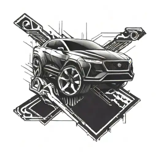 A Sleek And Futuristic Car Merging With A Powerful Workout Symbol