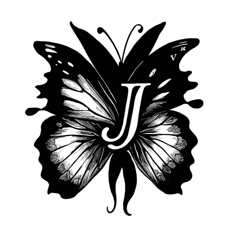 Butterfly With Alphabet J