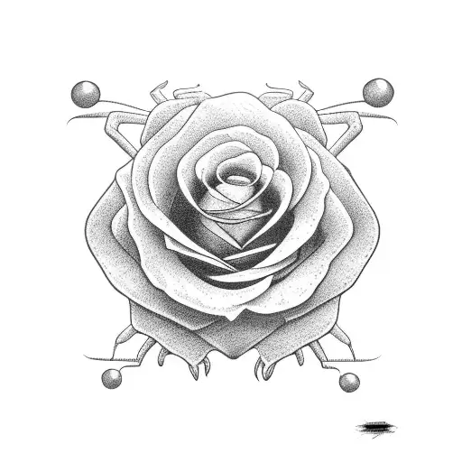 Big Spider On Web Which Is On Pink Roses