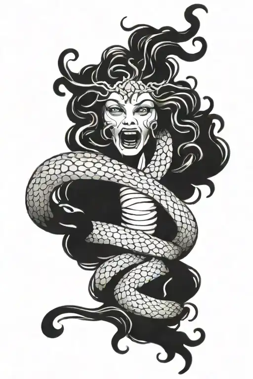 Medusa Snake Wrapping Around Arm