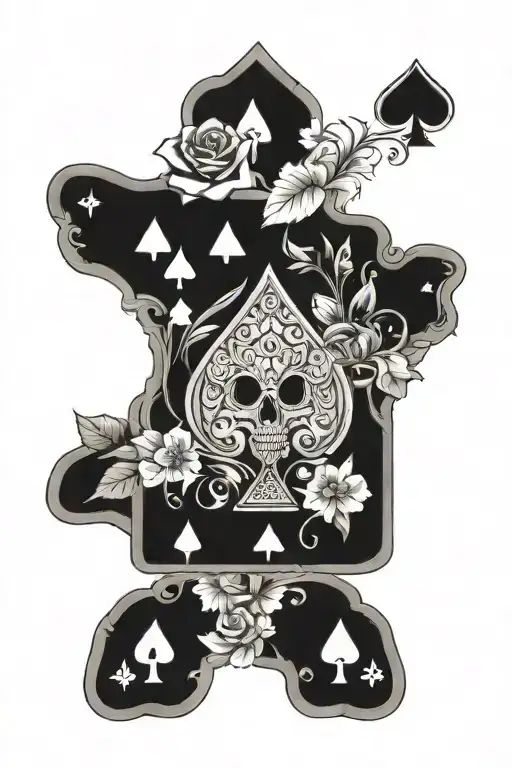 Ace Of Spades With Dice And Flowers