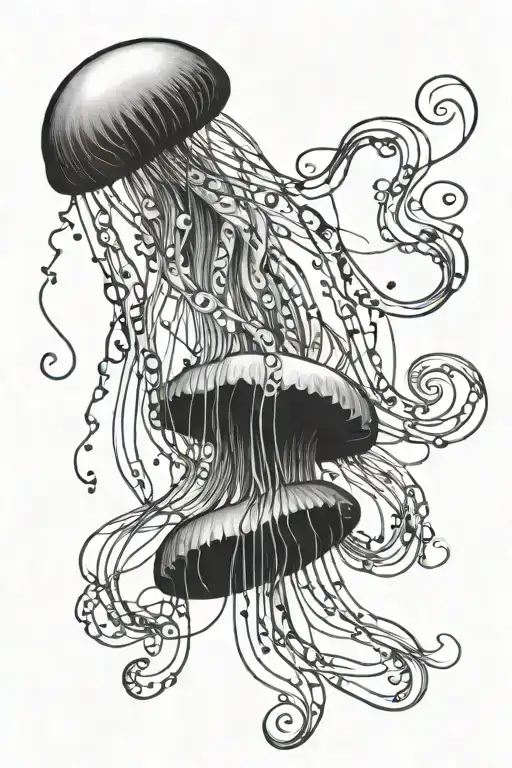 A Jellyfish Gracefully Dancing To Music Notes