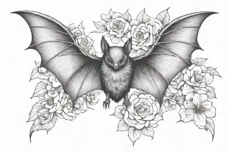 Pretty Bat With Wings Spread