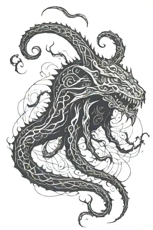 Lovecraft Style Creature Simple Bold Black