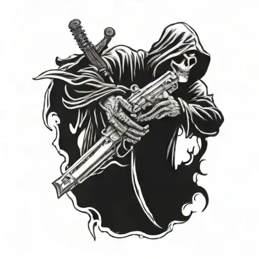 Grim Reaper Holding A Gun