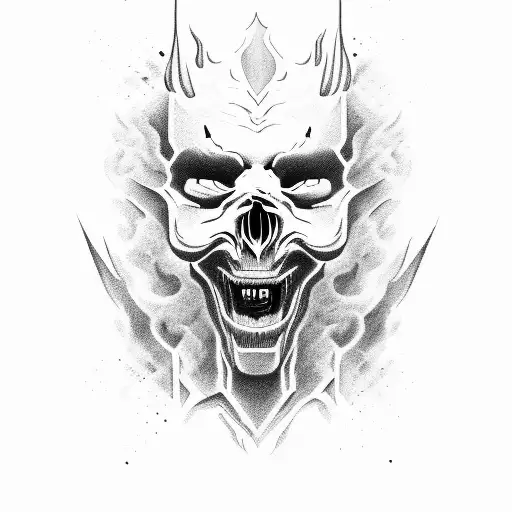 A Demon Coming Out Of A Mans Head In Yhe Shape Of Smoke