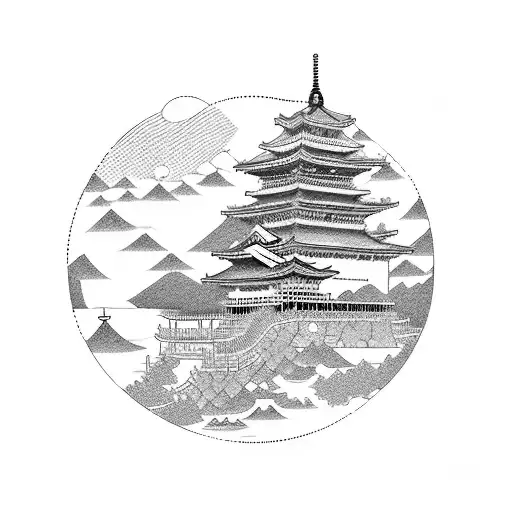 I Want The Japanes Word 'Kiryoku' With A Tori Gate In A Lake In The Background