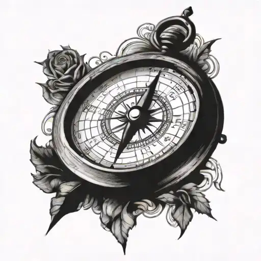 A Compass With Time As The Needle Pointing In All Directions