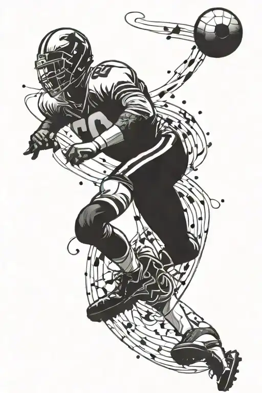 A Football Player Kicking A Music Note Instead Of A Ball