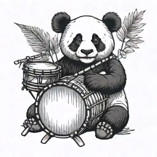 Panda Playing Traditional African Drums