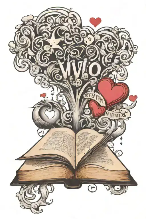 Open Book With The Words Te Vivo Floating Out With Hearts