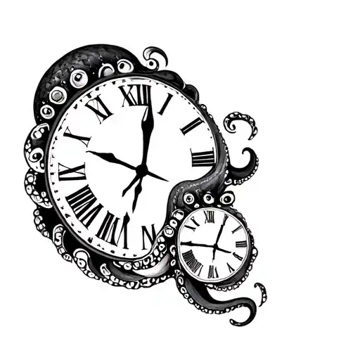 Large Octopus Holding Smaller Clock Face