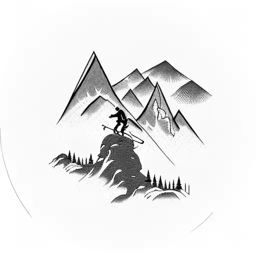 Mountain Landscape With A Cyclist Riding Up A Steep Trail