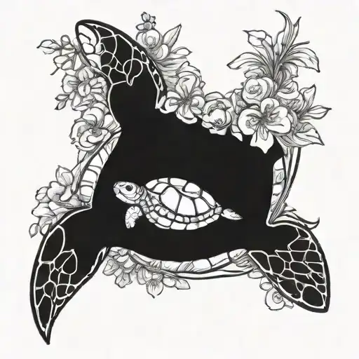 A Serene Scene Of A Sea Turtle Gliding Through A Garden Of Underwater Flowers