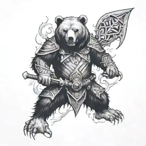 A Ghostly Bear Warrior Protecting A Historical Battlefield From Evil Spirits